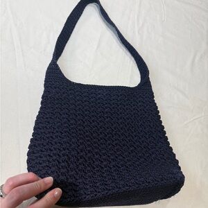 The Sak Dark Blue Crochet Shoulder Bag